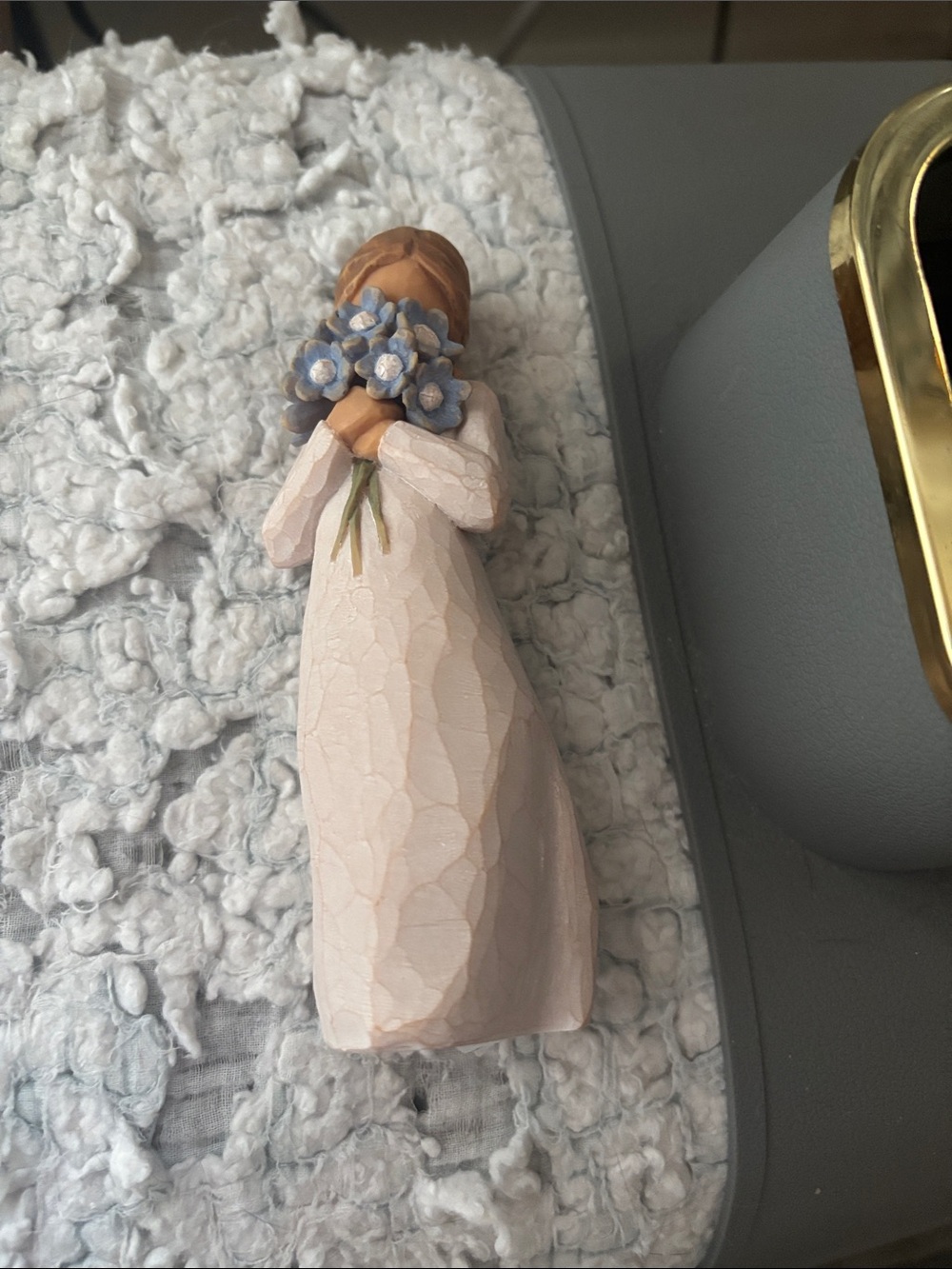 Willow Tree Figurine with Blue Flowers and Cream Dress
